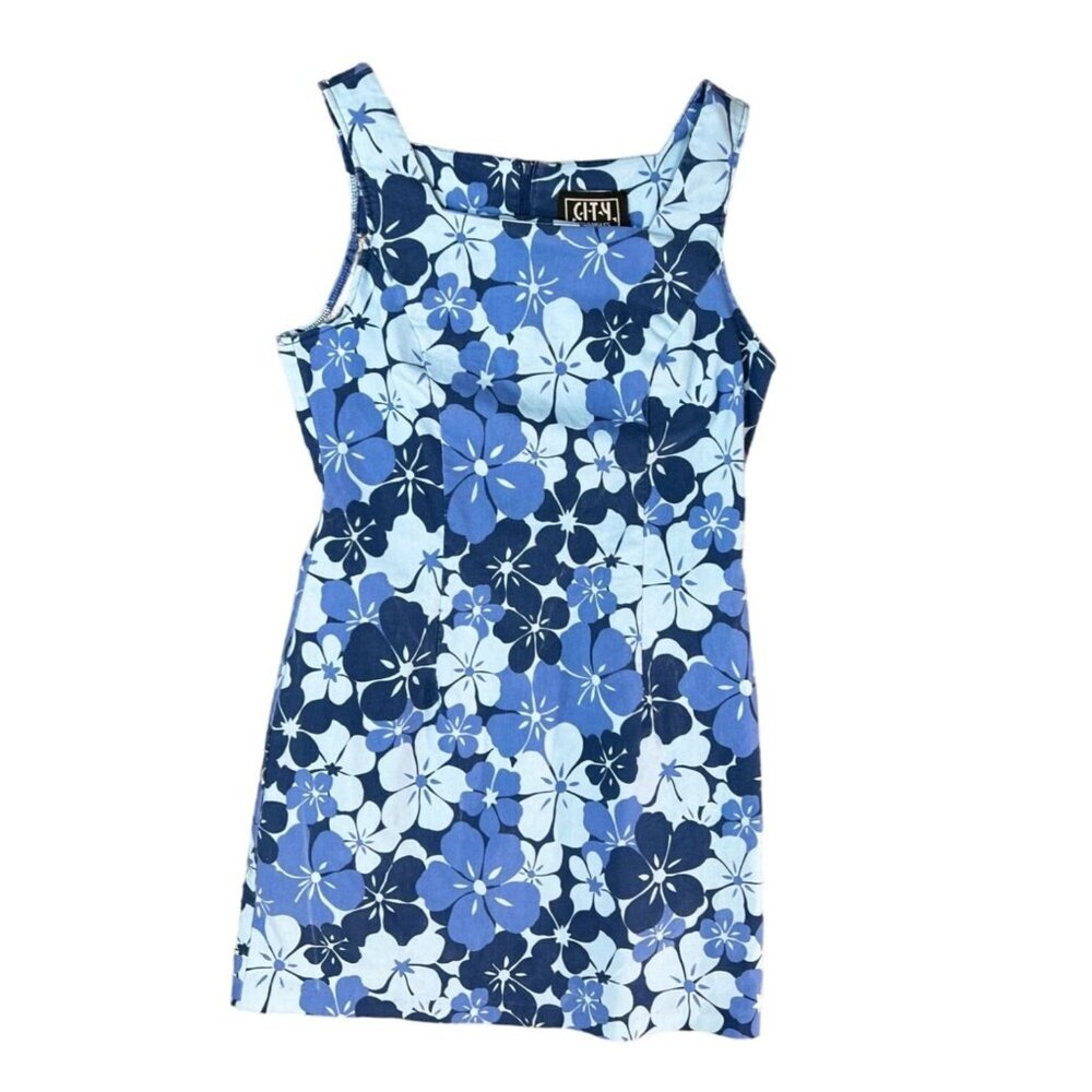 (5 for $25) City Triangles Vintage Blue Floral Retro Fitted Dress Size 13 - Picture 6 of 7